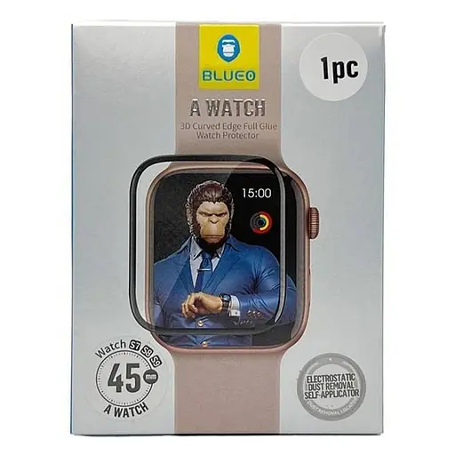 Полимерная 3D пленка Blueo High-Molecule для Apple Watch 7/8/9 45mm (+ аппликатор) Черный - фото 5