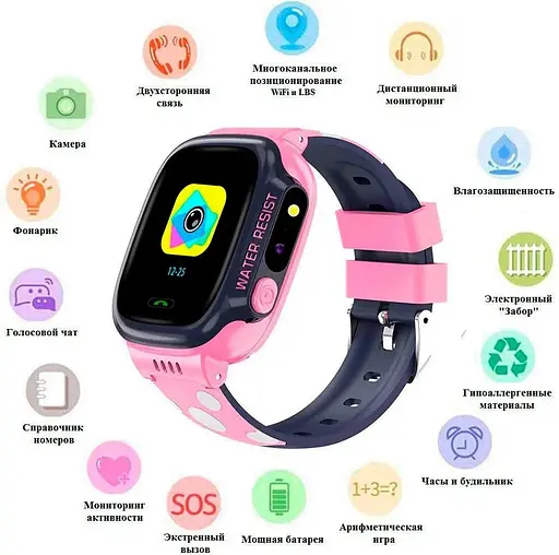 Детские смарт-часы Baby Smart Watch Y92 Wi-Fi GPS розово-синий - фото 4
