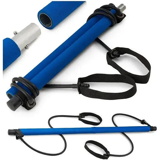 Тренировочная палка с эспандерами Hop-Sport HS-T090GS синяя - фото 5