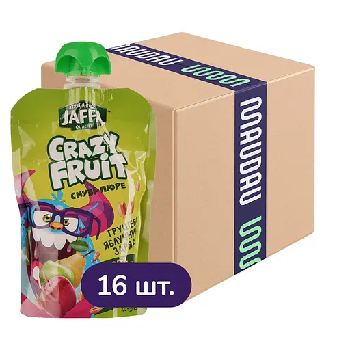 Упаковка смузи-пюре Jaffa Crazy Fruit Грушево-яблочный заряд 1.6 л (100 мл x 16 шт.) - фото 1