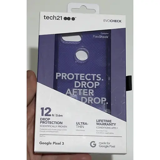 Оригінальний протиударний чохол Tech21 Evo Check для Google Pixel 3 (5.5") Ultra Violet Purple - фото 2