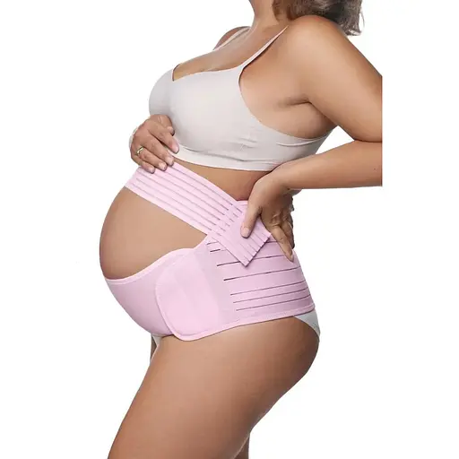 Регульований еластичний пояс бандаж для вагітних та післяпологовий S Pink (16542)