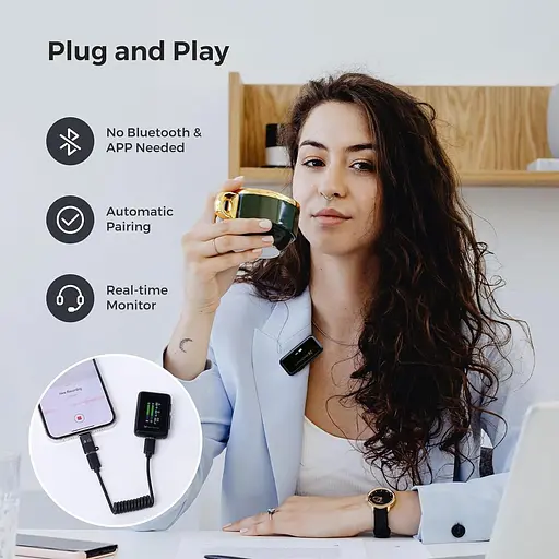 Беспроводной микрофон NearStream AWM20T с шумоподавлением, HD-экран, 200-метровая передача, 7-часов, 7-канальный аккумулятор - фото 5