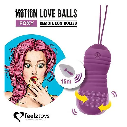 Вагінальні кульки з вібрацією FeelzToys Motion Love Balls Foxy, 8 см, фіолетовий - фото 3