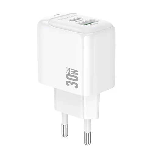 Мережевий зарядний пристрій Borofone BAS45A Potential PD30W+QC3.0 charger(EU) білий - фото 1
