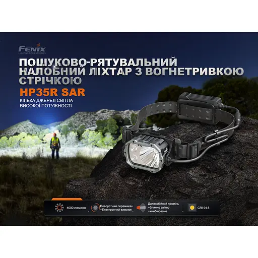 Налобный фонарь Fenix HP35R SAR с огнеупорной повязкой - фото 5