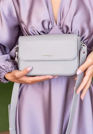 Жіноча шкіряна сумка Mary сіра - фото 2