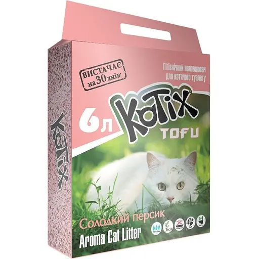 Уценка. Соевый наполнитель для кошачьего туалета Kotix Tofu Honey Peach 6 л (TOFU Honey Peach)