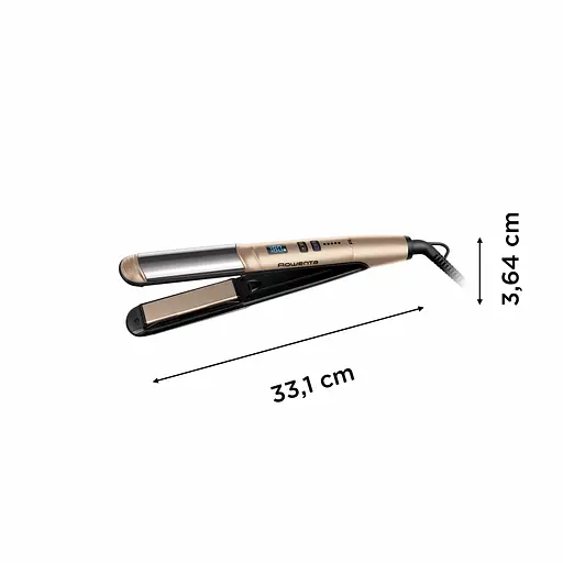 Випрямляч Rowenta Glam & Shine 2 в 1, температурних режимів 8, 140-210С, дисплей, кераміка, золотий - фото 3