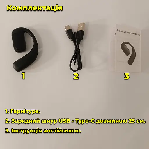 Бездротова гарнітура Bluetooth 5.4. 200mAh. Захист від вологи. Для обох вух - фото 12