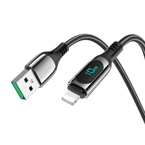 Кабель Hoco S51 Lightning Extreme charging data cable 1.2 м з дисплеєм чорний