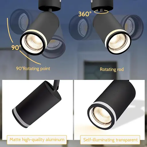 Регулируемый светодиодный светильник GU10 матовый черный - фото 3