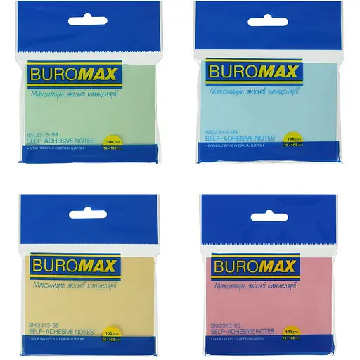 Блок бумаги для заметок Buromax Pastel с клейким слоем 76х102 мм 100 листов в ассортименте (BM.2313-99) - фото 1