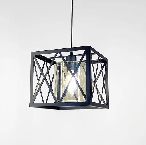 Підвісний світильник у геометричному чорному каркасі Line.F Колір плафона Графітовий - фото 7