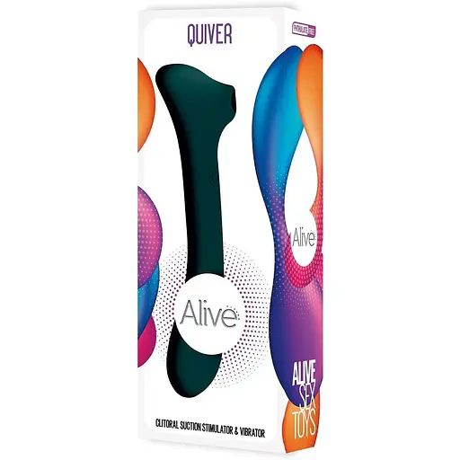 Вибратор и вакуумный клиторальный стимулятор 2 в 1 Alive Quiver Teal - фото 6