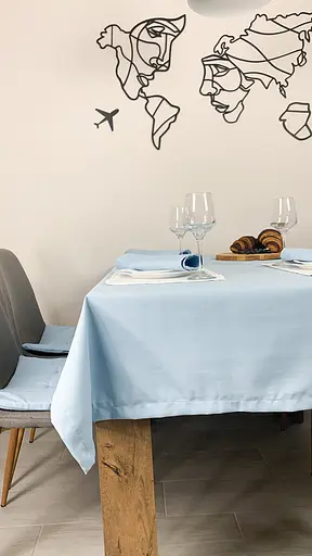 Водовідштовхувальна скатертина однотон 160х120 см Блакитний - фото 7