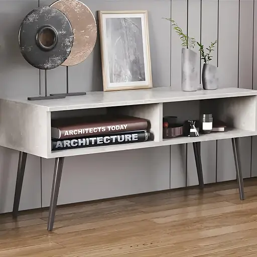 Тумба під ТВ Невада Ferrum-decor 45x100x38 Чорний метал ДСП Бетон 16 мм (FRD-106719)