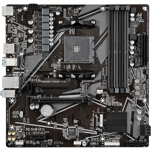 Материнская плата Gigabyte AM4 (A520) A520M DS3H V2, A520, 4xDDR4, Int. 6xUSB3.2/4xUSB2.0, HDMI/DP, MicroATX