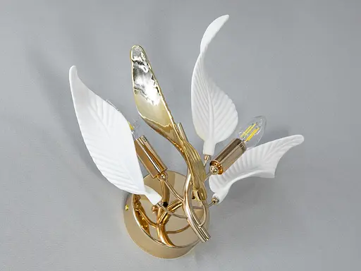 Дизайнерське бра Diasha з фарфоровими елементами, 2 лампи, золото - фото 3