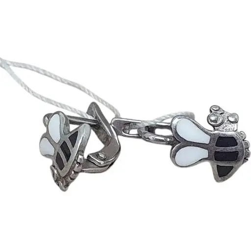 Серебряные серьги Tango Пчелка с эмалью. 400218а