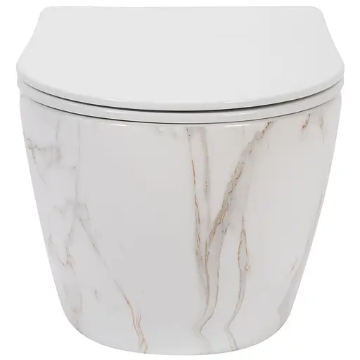 Подвесной унитаз Rea Carlos Flat rimless aiax shiny белый REA-C6385, Мрамор - фото 3