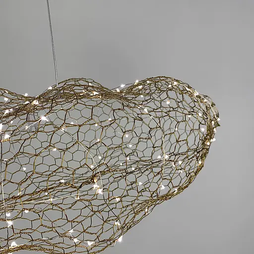 Дизайнерская декоративная золотая люстра-облачко Line.F Длина 60 см - фото 2