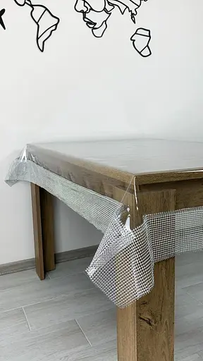 Скатертина силіконова зі срібною перлинною стрічкою 170х110 см - фото 4