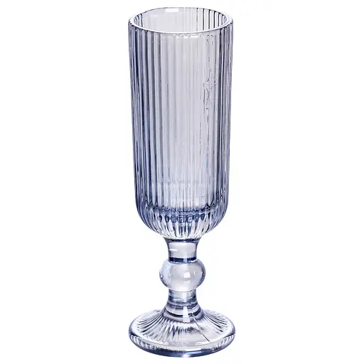 Келих для шампанського фігурний прозорий ребристий з товстого скла набір 6 шт Блакитний Yiwu HP7116BL - фото 2