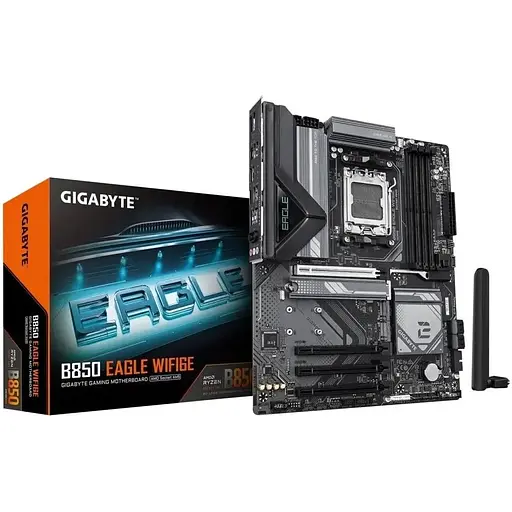 Материнская плата Gigabyte AM5 B850 EAGLE WIFI6E, B850, 4xDDR5, Int.Video (CPU), 4xSATA3, 3xM.2, 1xPCI-E 5.0 x16, 3xPCI-E 3.0 x16, Realtek 7.1, Realtek GbE, WiFi 6E, Bluetooth 5.3, 8xUSB 3.2 / 8xUSB 2.0, HDMI/DP, ATX - фото 2