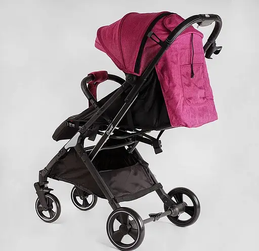Прогулянкова дитяча коляска Joy Comfort L-20115 (рожева) зі сталевою рамою, футкавером та підсклянником - фото 4