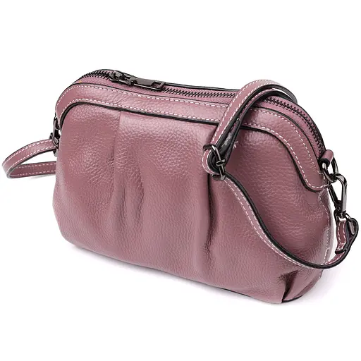 Жіноча шкіряна сумка з ефектним драпіруванням Vintage 23х15х7 см 000315805 - фото 5