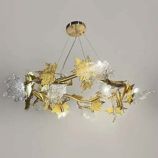 Люстра с декоративной листвой клена Ø100 см | Ст. MD 6015-1000 GD Line F - фото 3