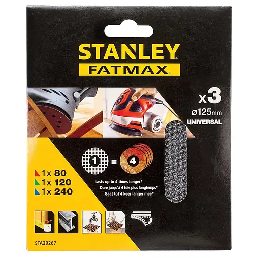 Набор сетки шлифовальной Stanley FatMax 125х125 мм 3 шт. (STA39267) - фото 1