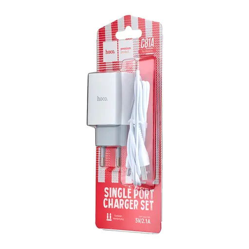Мережевий зарядний пристрій Hoco C81A Asombroso single port charger (Micro) (EU) Білий - фото 2