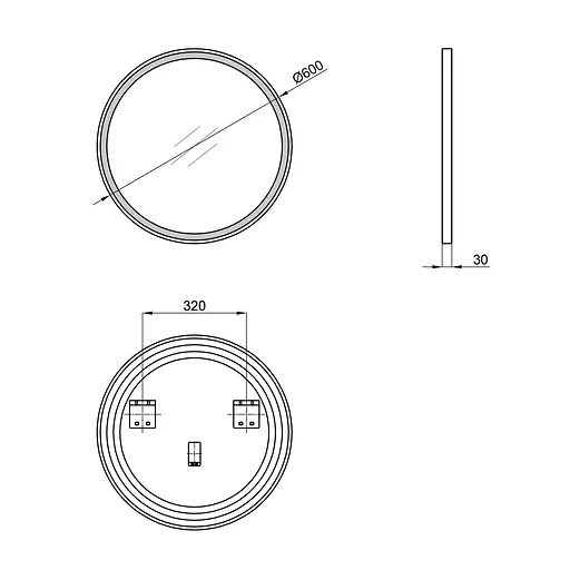 Дзеркало Qtap Robin R600 Black з LED-підсвічуванням QT13786502B, Чорний - фото 2