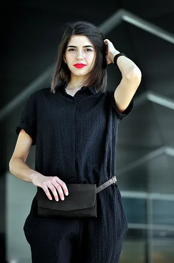 Шкіряна жіноча сумка Еліс чорна - фото 10