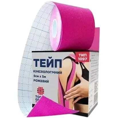 Кінезіологічний тейп Торос-Груп 5 cм x 5 м рожевий - фото 1
