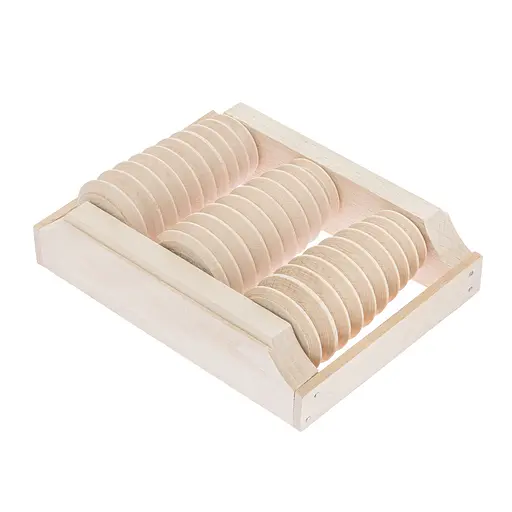 Масажер для стоп дерев'яний для профілактики плоскостопості та рефлекторного масажу на 3 ролики на одну ногу, Woodly 87038 - фото 5