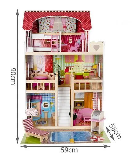 Домик-вилла кукольный Kinderkraft D11251 деревянный с бассейном - фото 2