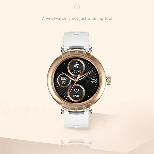 Смарт-часы Funost FR98 LCD 1,09" Золото, ремень бежевый+розовый - фото 2