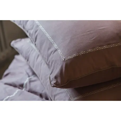 Комплект постільної білизни Ecotton Premium Stucco євро сатин вишивка з кантом бузковий (25092) - фото 8