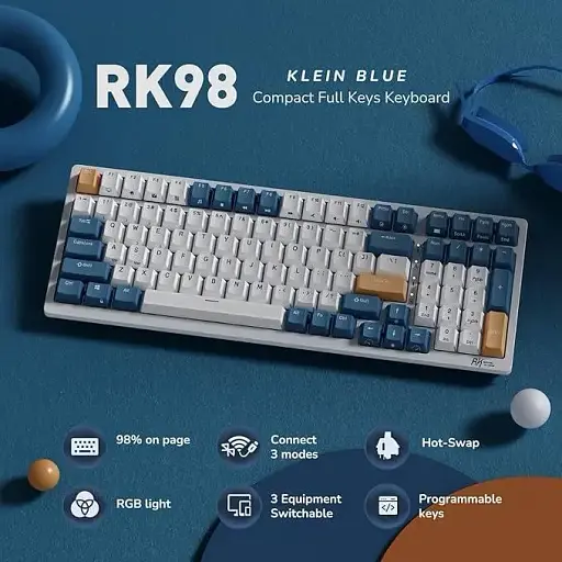 Бездротова механічна клавіатура Royal Kludge Keyboard RK98 100 клавіш з RGB-підсвіткою - фото 5