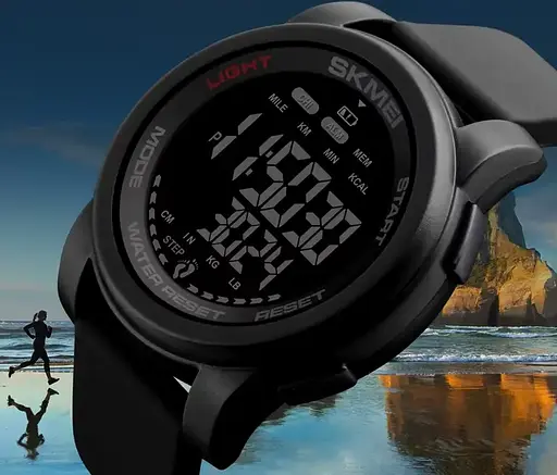 Мужские спортивные часы Skmei 1469 Fitness (Черный с черным) - фото 2