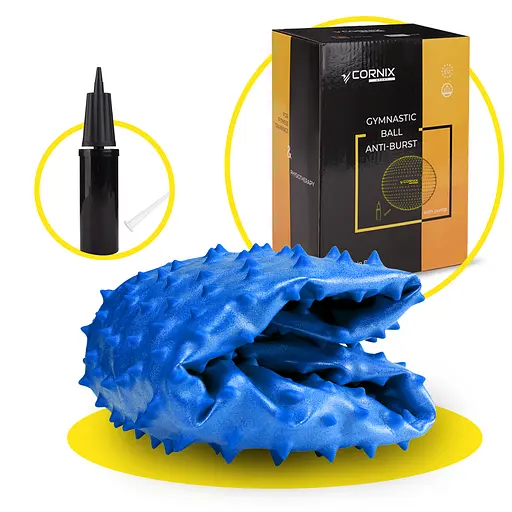 Мяч для фитнеса (фитбол) Cornix 65 см массажный Anti-Burst Blue XR-0483 - фото 6
