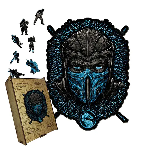 Пазл деревяний Мортал Комбат Саб-Зіро, А5, Картонна коробка 35 елементів