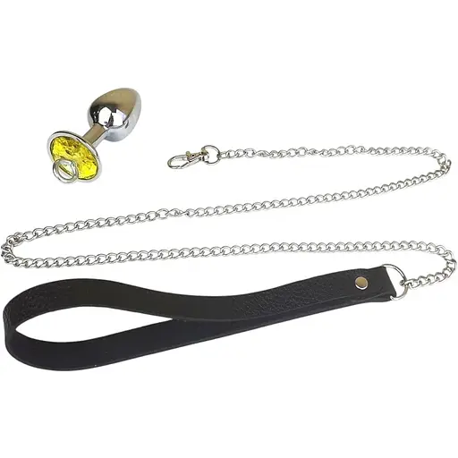 Металева анальна пробка Art of Sex Metal Anal Plug with Leash size L з повідцем