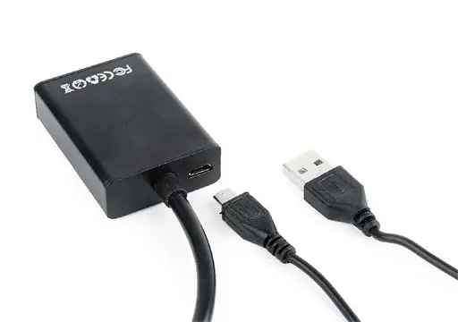 Адаптер VGA (M)-HDMI (F), Cablexpert, Black, 3.5 мм для передачі стереозвуку, USB для живлення (A-VGA-HDMI-01) - фото 4