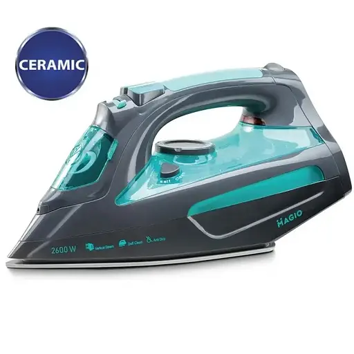 Гладильный утюг Magio MG-533 с керамическим покрытием подошвы 2600Вт и вертикальным отпариванием Серый/Голубой - фото 5