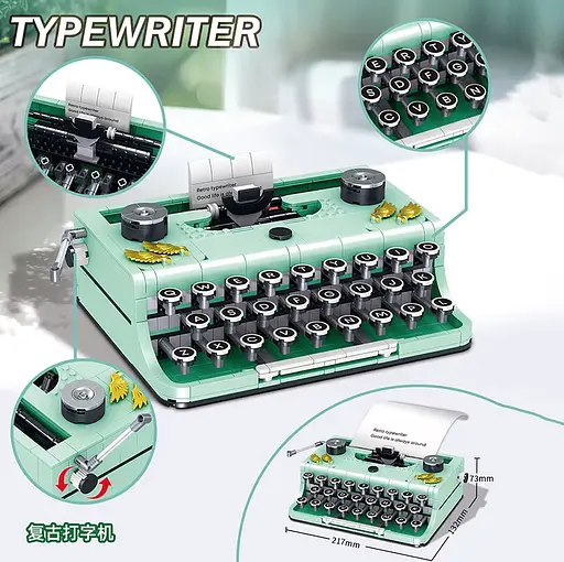 Конструктор печатная машинка Zhegao коллекция ретро для детей и взрослых 820 деталей - фото 3
