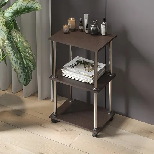 Полка стеллаж Vays на колесиках косметологическая тележка D-9 Венге Темный